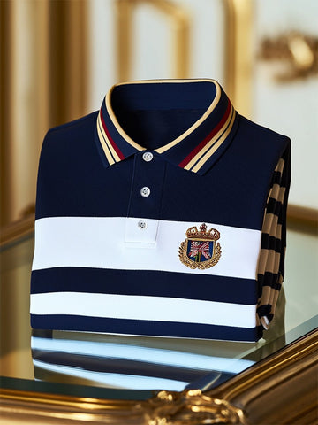 Men's Striped Business Polo T-Shirt