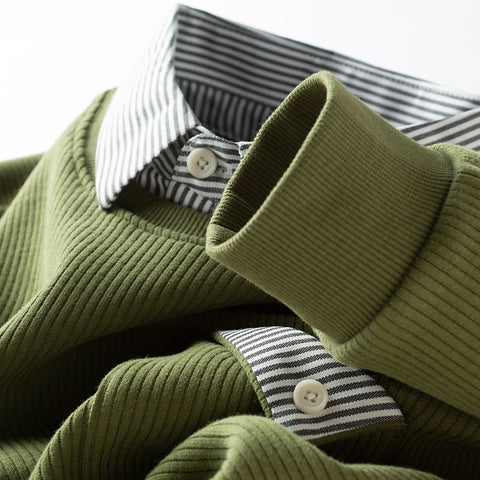 StratoLayer Dual-Collar Ribbed Sweatshirt