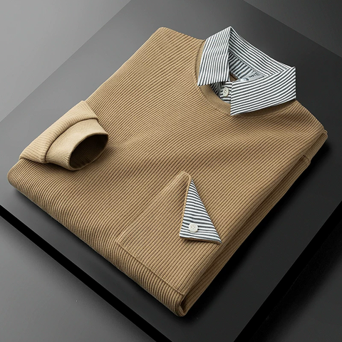 StratoLayer Dual-Collar Ribbed Sweatshirt