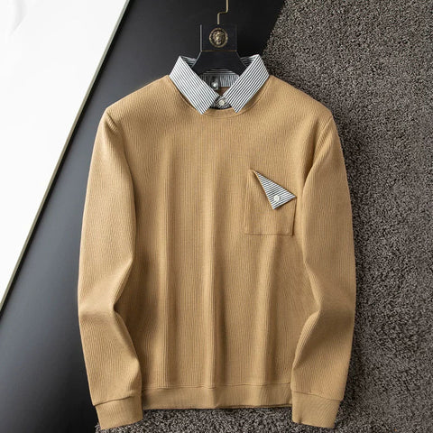 StratoLayer Dual-Collar Ribbed Sweatshirt