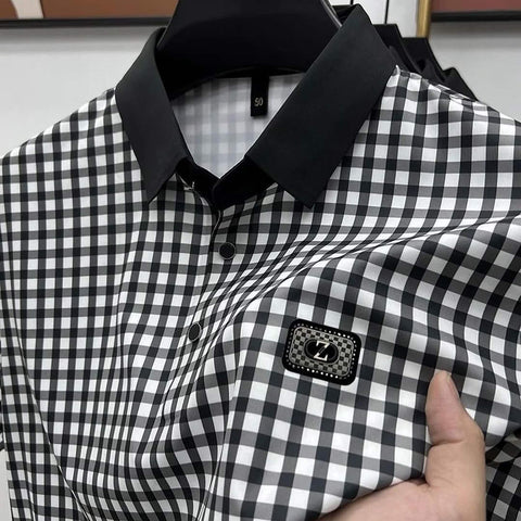 Gingham Contrast Polo T-Shirt