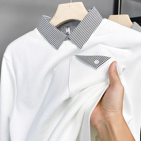 StratoLayer Dual-Collar Ribbed Sweatshirt