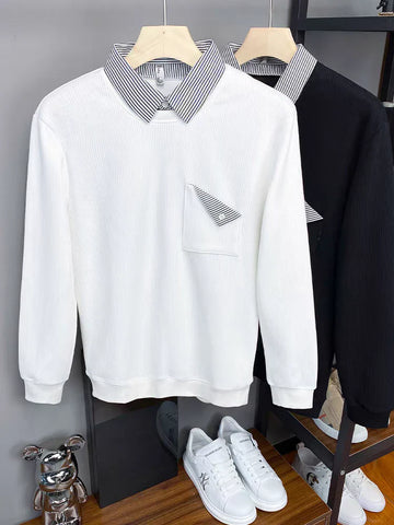 StratoLayer Dual-Collar Ribbed Sweatshirt
