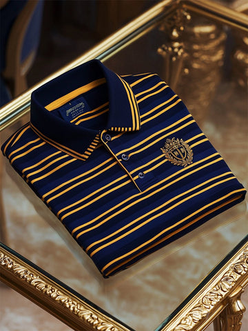 Men’s Business Striped Polo T-Shirt